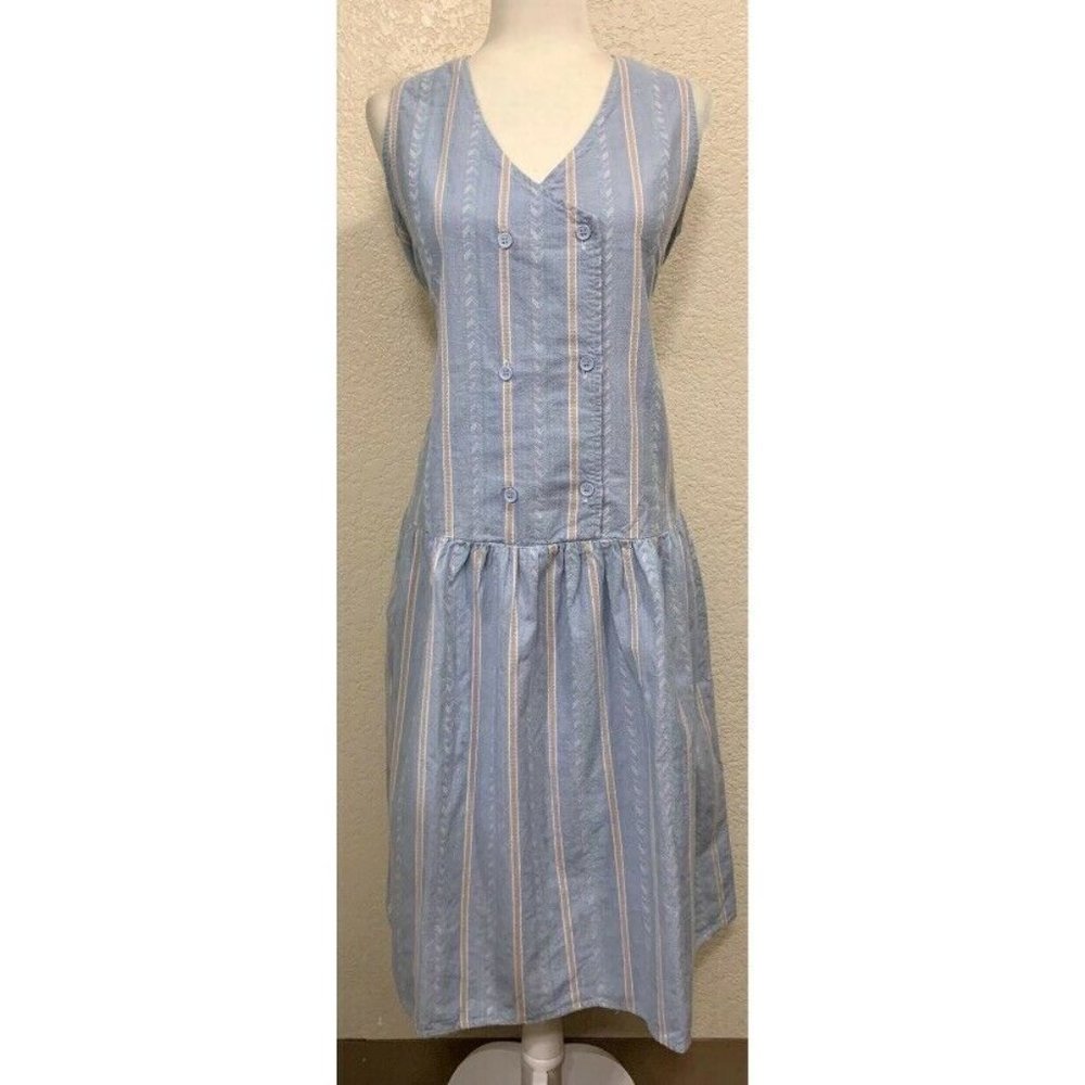 Ulterior Motives Vintage 80s/90s Blue Striped Retro Dress